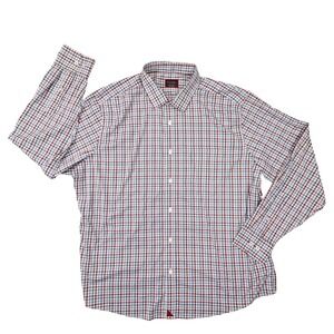 UNTUCKit White Blue Red Plaid Performance Button Up Shirt size XXL Nylon Stretch